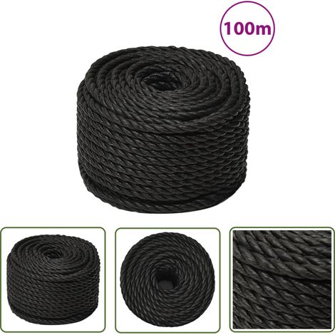 The Living Store Arbeitsseil Schwarz 16 mm 100 m Polypropylen - Arbeiterseil - PP-Seil - Polyesterseil - Baumarkt - Gartenseil (1/5)
