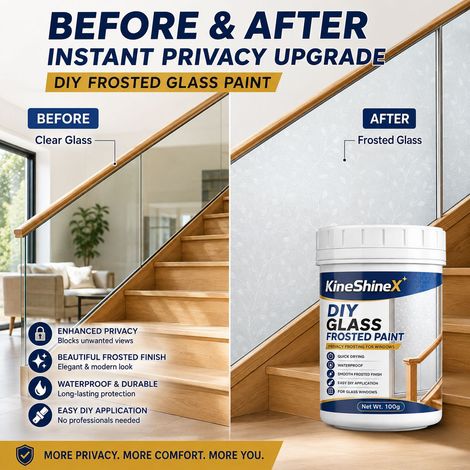 Peinture givrée KineShineX à faire soi-même pour fenêtres : préservez votre intimité en une seule couche  imperméable et durable. (1/4)