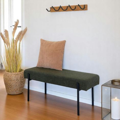 Banc d'entrée vert foncé en bouclette, style moderne BRUGES (1/5)