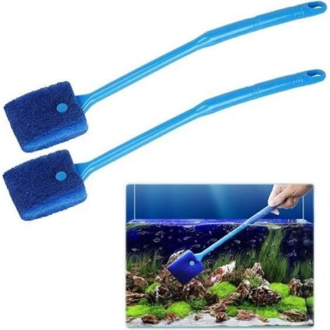 Brosse Aquarium - Éponge Double Face avec Poignée Antidérapante - Traitement Algicide - Longueur 40 cm - 1 Pièce (1/4)