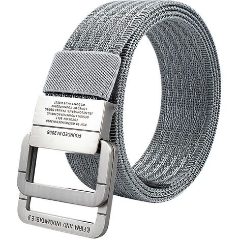 Ceinture de travail en nylon 2024, réglable, tissée serrée, avec boucle double en alliage, pour l'extérieur (gris). (1/3)