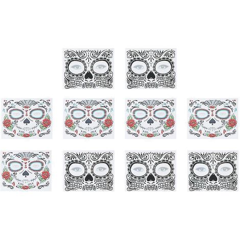 10 feuilles d'autocollants pour le visage pour les décorations d'Halloween (1/3)