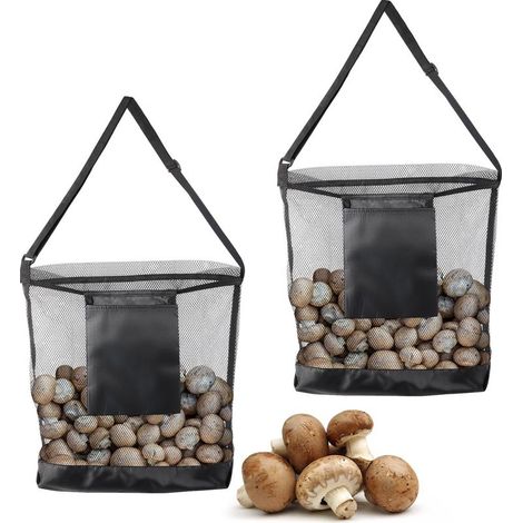 Sac de collecte de champignons - Maille de libération de spores - Pliable - Nylon robuste et lavable - Sangle réglable - Pour cueillette des fruits ou faire l'achat - 42 x 43 cm (1/5)