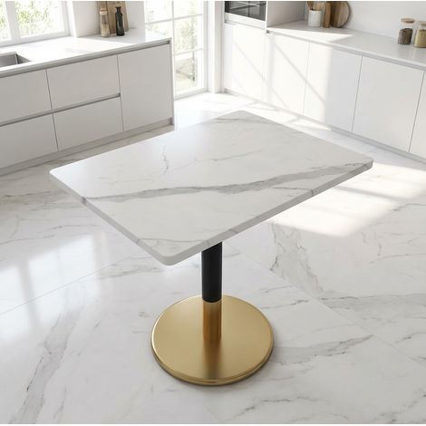 table manger 80x60 rectangulaire MDF metal blanc OKMYHOME (1/5)