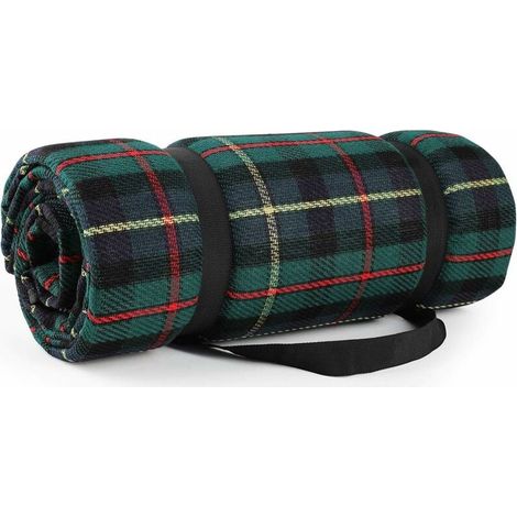 200 x 200cm Waterproof Foldable Picnic Blanket Camping Mat Garden Mat with Portable Handle, Dark Green MUMU