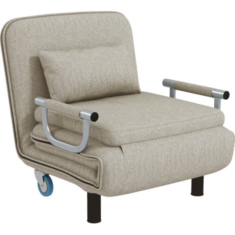 Klappbarer Schlafsessel, 3 in 1 Klappsessel mit verstellbarer Rückenlehne, für Schlafzimmer und Gästezimmer, Grau