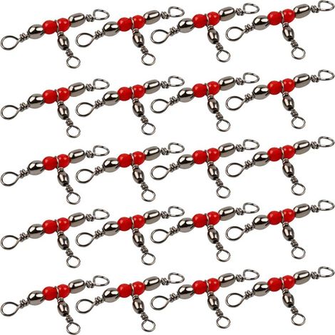 20pcs émerillons de pêche Baril en Laiton Triple émerillon s'enclenche Ligne de pêche croisée Connecteurs