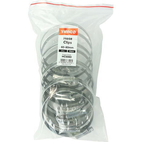 TIMCO Hose Clips Silver - 60-80mm
