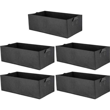 5 Pack Tissu Surélevé Lit de Jardin, Fleur de Jardin Carrée Sac de Plantation de Légumes Sac Planteur Pot avec Poignées pour