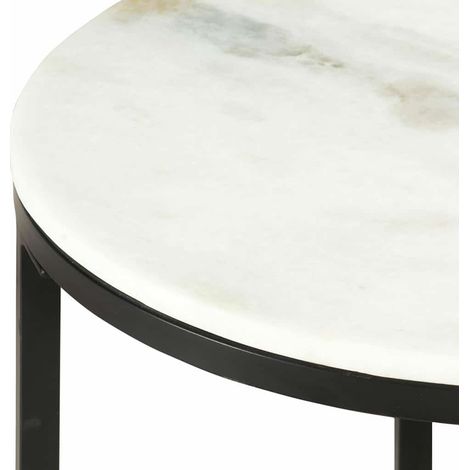 vidaXL Mesa de centro mármol macizo auténtico blanco y negro Ø50 cm (1/2)