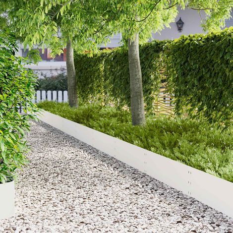 Teenpull – Raseneinfassung 10 Stk. 100 x 30 cm Stahl Weiß (1/5)