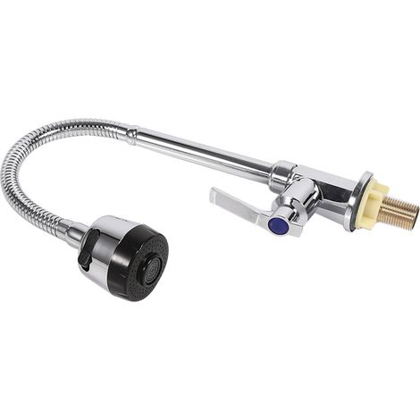 Robinet de cuisine à bec pivotant en alliage de zinc, mitigeur monocommande, douchette extractible pour eau froide (1/5)