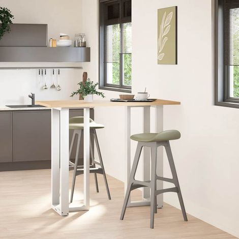 Pieds de table de bar en T, 2 pièces, blanc, 50 x 35 x (110-111) cm, acier (1/5)