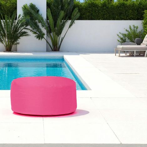 Pouf extérieur imperméable rose - forme ronde ARTA (1/3)