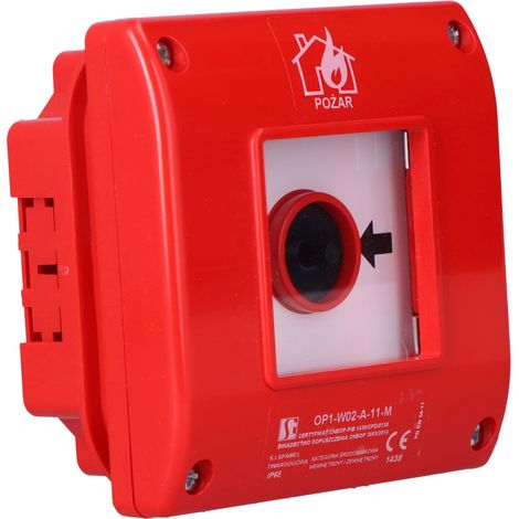 Alarme incendie manuelle (PPOŻ), version encastrée, activée par bris de vitre, 1 NO (contact de fermeture), 1 NC (contact de rupture) avec un marteau (1/5)
