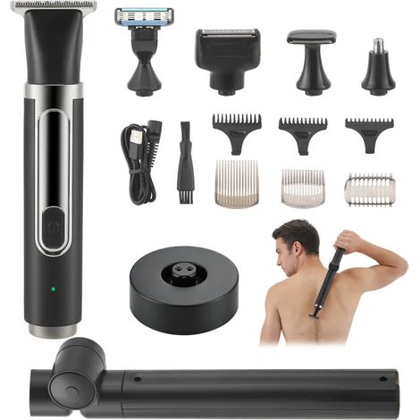 Rasoir électrique pour homme, rasoir corporel 5 en 1, rasoir incliné, manche pliable, tondeuse sans fil, idéal pour le dos, les jambes et le torse. (1/5)