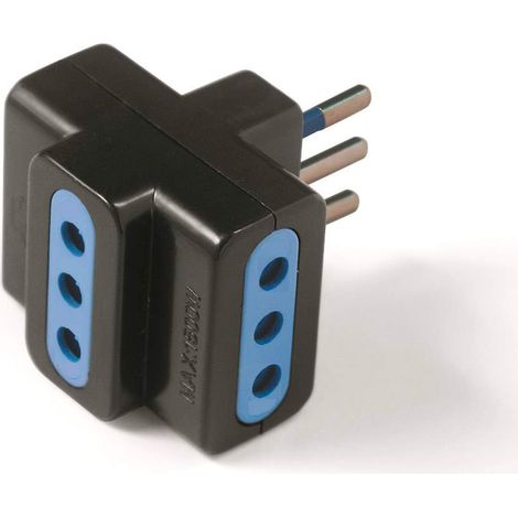 Adattatore Elettrocanali triplo nero spina 10 a + 3 prese da 10 a