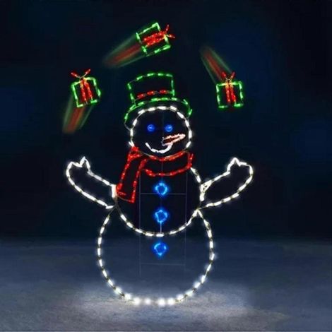 Boule de neige lumineuse animée et ludique décorations de Noël extérieures à LED bonhomme de neige lumineux (1/5)