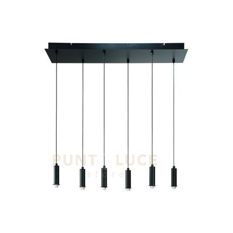 BASE PER SOSPENSIONE GOLF A LED 6 LUCI 3000K 3847LM 72W NERO MATTO RETTANGOLARE
