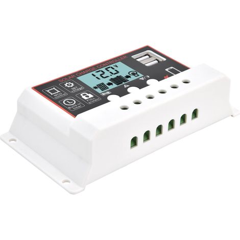 Contrôleur de panneau solaire intelligent à double port USB pour batterie, dispositif de contrôle de charge et de décharge PWM 12 V/24 V 10 A (1/5)