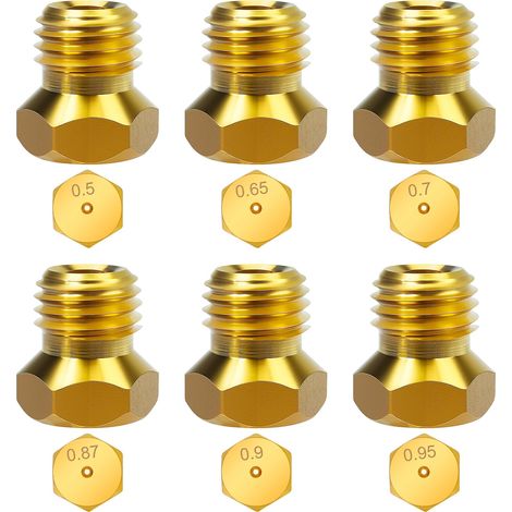 6Pcs Gicleur gaz Butane Universels pour plaque de cuisson au gaz naturel GPL, jets, buses et injecteurs (0.5-0.65-0.7-0.87-0.9-0.95) (1/4)