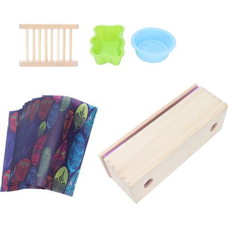 DIY-Seifenform-Set aus Silikon mit Holzbox, Präsentationsständer, Geschenkpapier und Backzubehör, lila (1/5)