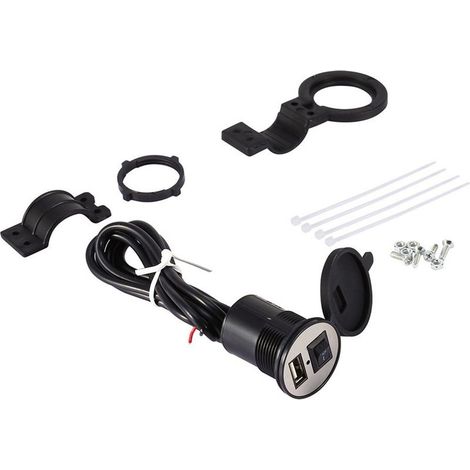 Chargeur USB de moto, chargeur de barre de poignée noir à large Application pour tablettes de téléphones mobiles (1/5)