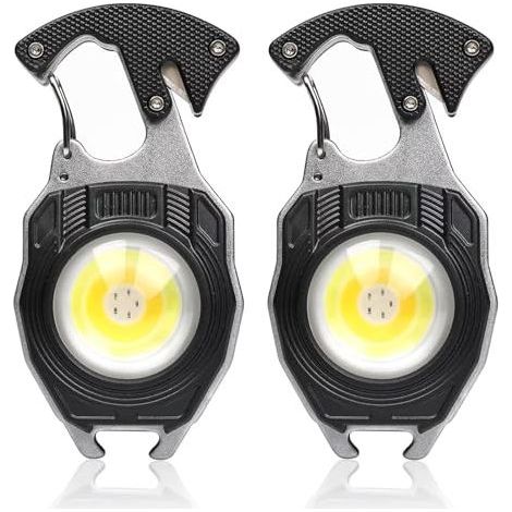 [JAMAIS UTILISÉ] Lampe torche multifonction avec mousqueton, 2 pièces, porte-clés en épi de maïs, lampe de travail, 7 modes d'éclairage, 1600 lumens, lampe torche rechargeable, mini lampe torche, ouvr (1/5)