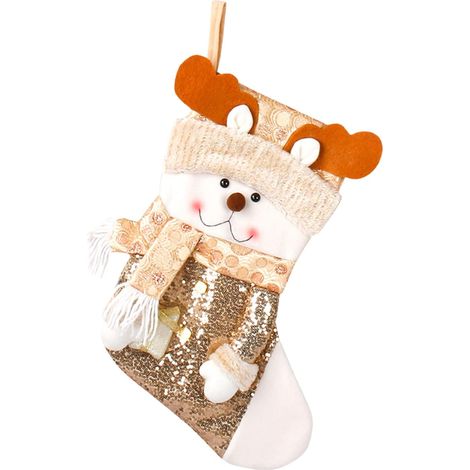 calcetín navideño, diseño de ciervo en 3D, poliéster suave, bolsa para dulces, decoración para el árbol, decoración del hogar (1/5)
