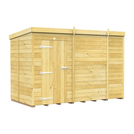 10 x 5 Feet Pent Shed - Single Door Without Windows - Wood - L147 x W302 x H201 cm