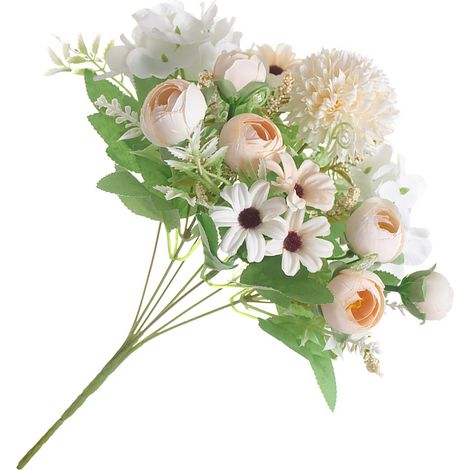 Fleur artificielle exquise et réaliste en tissu de soie, idéale pour la photographie, les mariages, la décoration intérieure et extérieure, couleur champagne.