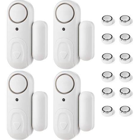 Alarme Porte Détecteur Ouverture Porte avec Piles Alarme Porte et Fenetre 4 Pcs Detecteur Ouverture de Porte 100 DB Alarme Fenetre pour Maison, Hôtel