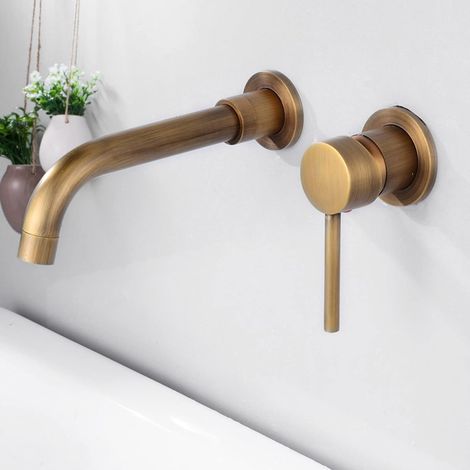 Miscelatore lavabo a parete girevole a 360°, rubinetto da bagno per vasca e lavabo, design moderno, miscelatore lavabo a parete, bronzo