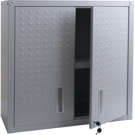 Armoire suspendue HWC-O52 armoire murale armoire de rangement bibliothèque verrouillable acier 77x77x31cm - gris cl (1/5)