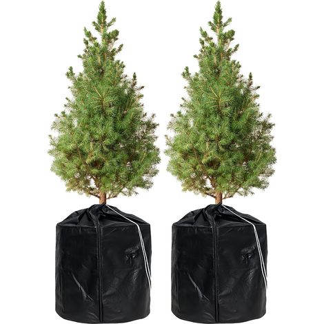 Funda protectora invernal para plantas de exterior: Juego de 2 bolsas anticongelantes para macetas, 45 x 55 cm. Funda protectora invernal para macetas, fundas protectoras antihielo para macetas (negra (1/5)