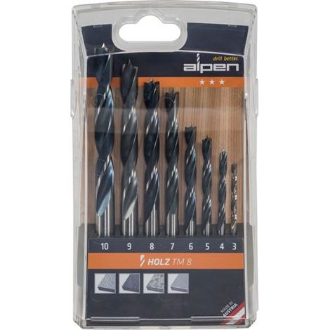 Alpen Holzspiralbohrer Kassette TM 8 8tlg 3,0 - 10,0 mm 600092100 (1/5)