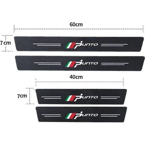 (4 pièces) Seuil de porte avant et arrière pour Fiat Punto,avec logo en fibre de carbone,protection de seuil de coffre et de pare-chocs Autocollants inclus (1/3)