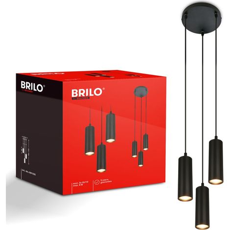 Briloner LED Pendelleuchte Höhenverstellbar Ø20x120 cm GU10 Fassung max. 9W 3-flammig Schwarz - Hängelampe Esszimmer Esstisch Wohnzimmer (1/5)