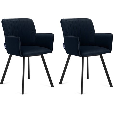 KONSIMO Stuhl 2-tlg Velours-Sitz schwarzer Metallrahmen "PYRUS", Dunkelblau, Stoff/Metall, Loft, 56x84x46 cm (1/5)