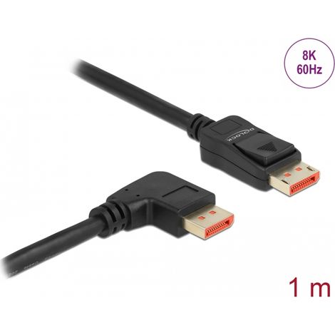 Delock Cable DisplayPort macho recto a macho 90° derecha angular 8K 60 Hz 1 m