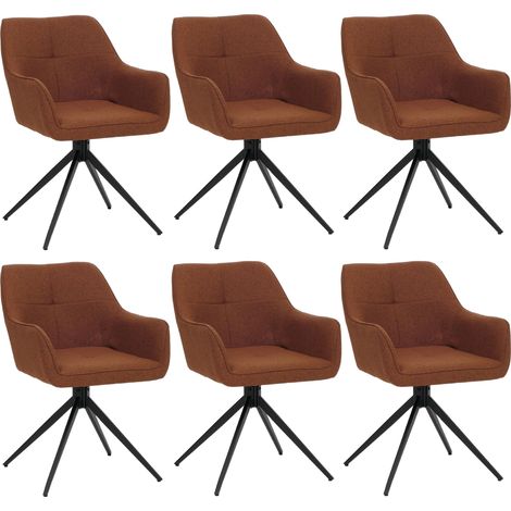 Juego de 6 silla de comedor HHG-983, apoyabrazos de silla de cocina, giratoria con retorno automático, tela/textil (270 g/m²), terracota