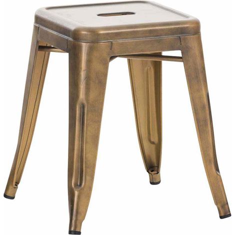 Tabouret bas hauteur 46 cm empilable design industriel en métal doré 100001141