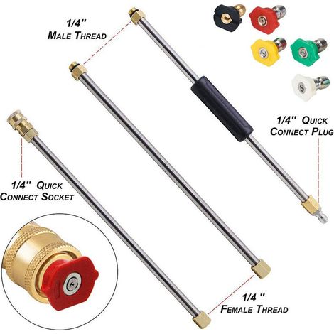 Outils de nettoyage : rallonge pour nettoyeur haute pression, étui pour pistolet de nettoyage de toiture, buse 4000 PSI, 5 buses (1/5)
