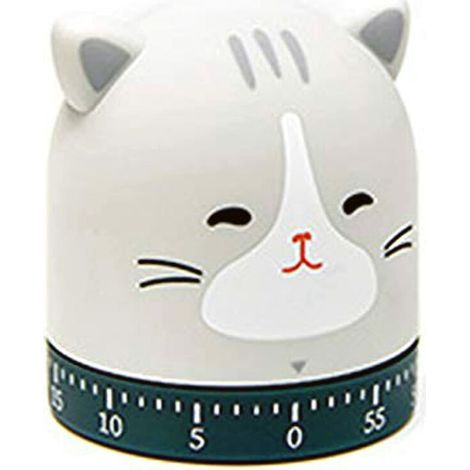 Timer da cucina meccanico per Natale, Capodanno, 60 minuti, quadrante a carica, rotazione a 360°, gattino, gatto (1/5)