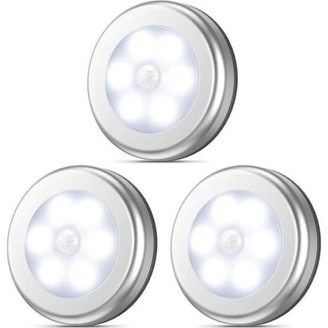 3pcs LED corps humain capteur lumière garde-robe couloir toilette lumière contrôle lumière Smart Home veilleuse argent lumière chaude (3200K) 1WW (1/5)