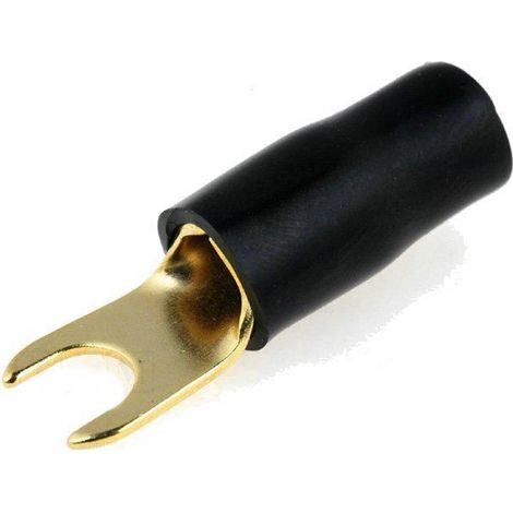 50x Connecteurs Fourche M4 10mm2 - Dore Isole noir