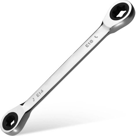 Clé à Cliquet Double Carré E14 E18, 72 Dents, 5° d'Arc, Pour Espaces Étroits, Réparation Auto et Mécanique, Acier Chrome-Vanadium (1/5)