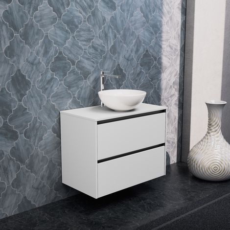 Inda - Meuble de salle de bain 2 tiroirs L.80 avec vasque à poser (1/5)