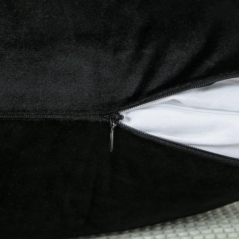 2 fundas de almohada/cojín - Aptas para dormitorios, salas de estar y oficinas - 45x45 cm - con cremallera - negras - felpa (1/3)