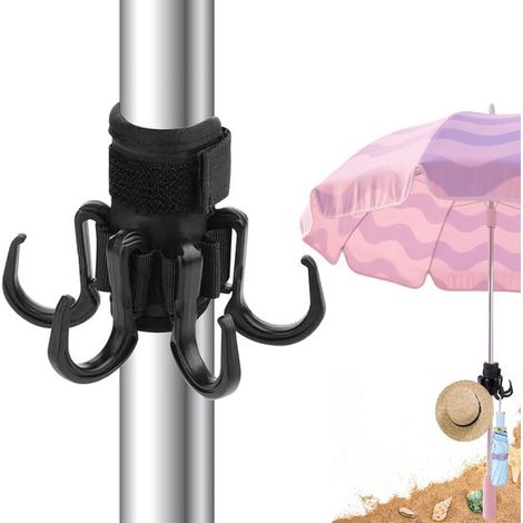 Gancho desmontable para sombrilla de playa con 6 clavijas – ideal para bolsos y vacaciones.
